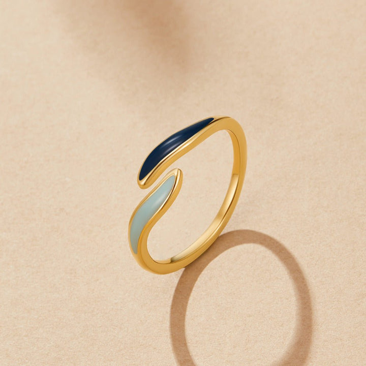 Blauwe Oceaan Golven Wrap Ring