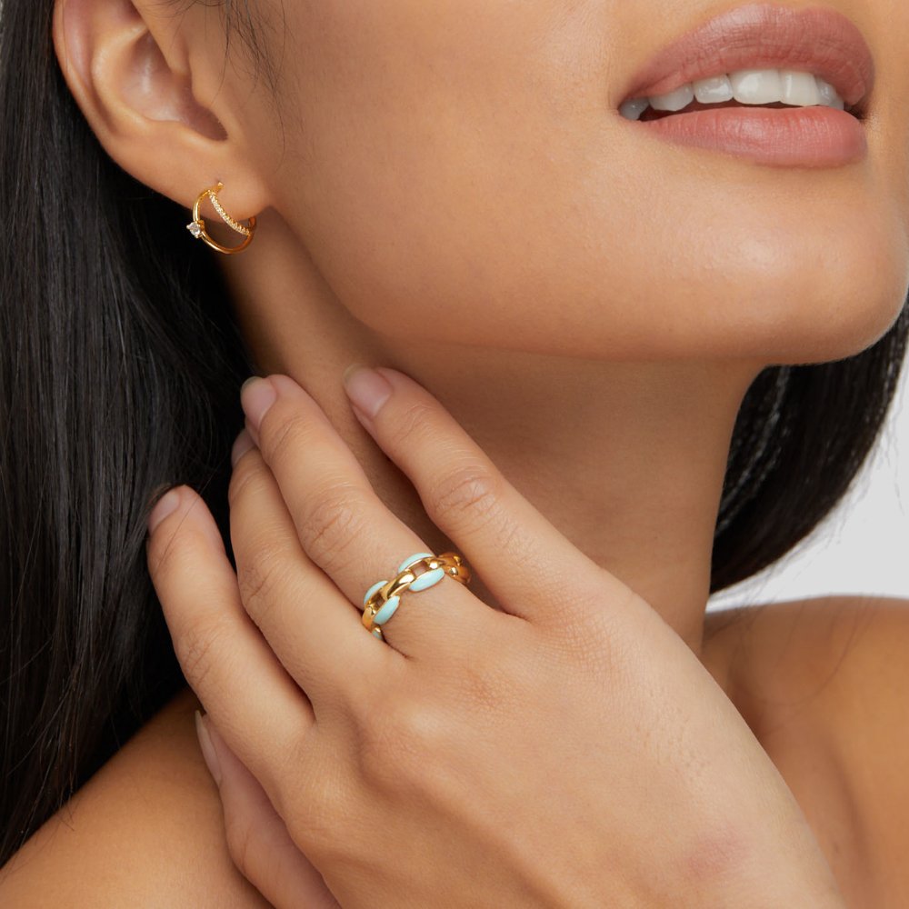 Elegante zilveren ketenring met verfijnd detail