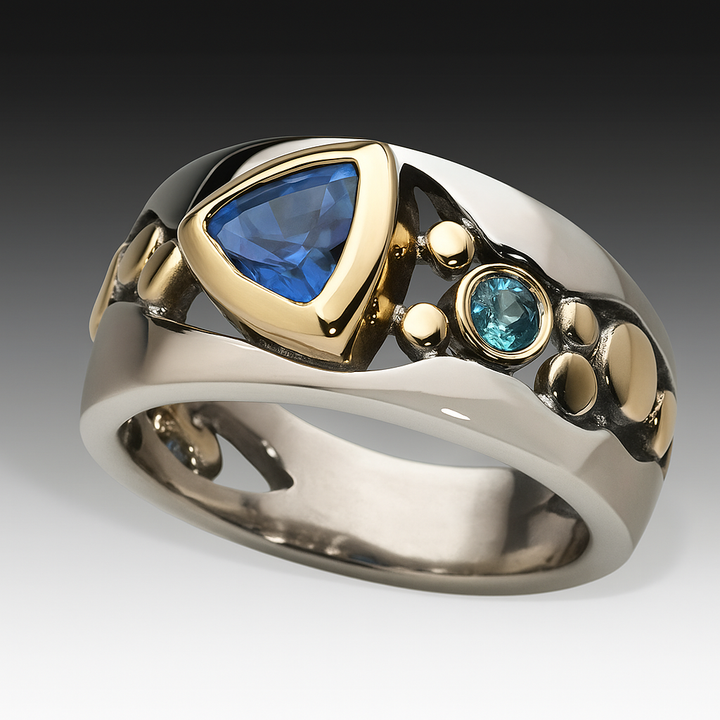 Vintage blauwe zirkonia boho-ring