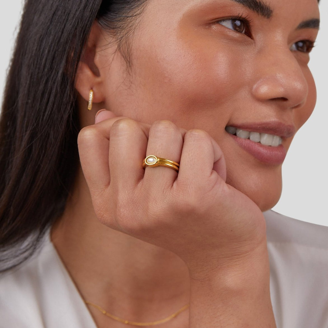 Chunky Parels 18K Gouden Ring