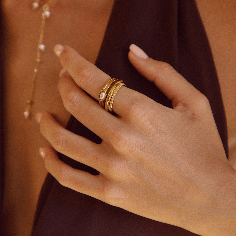 Chunky Parels 18K Gouden Ring