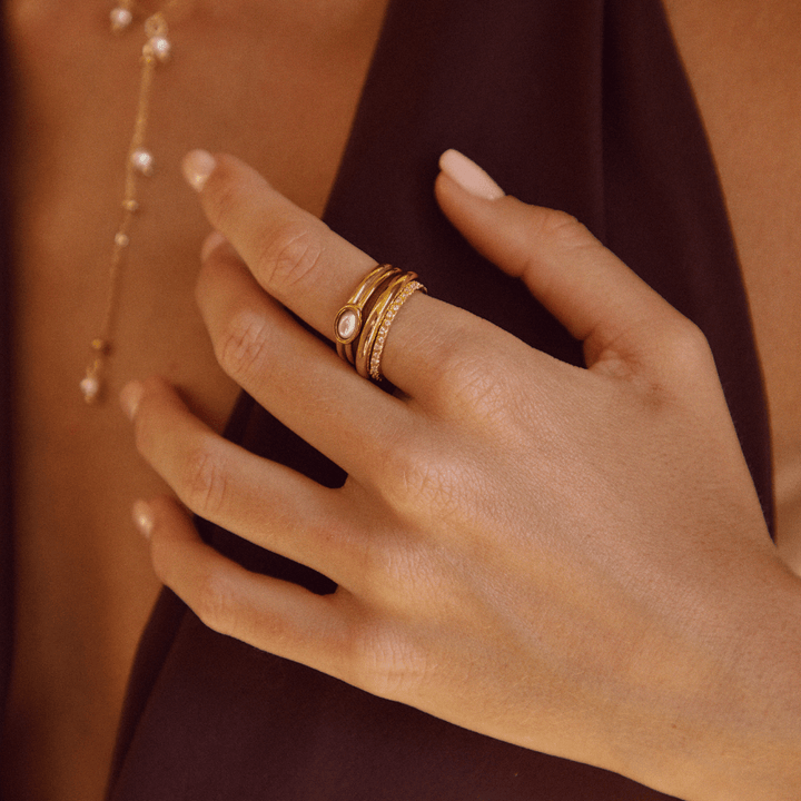 Chunky Parels 18K Gouden Ring