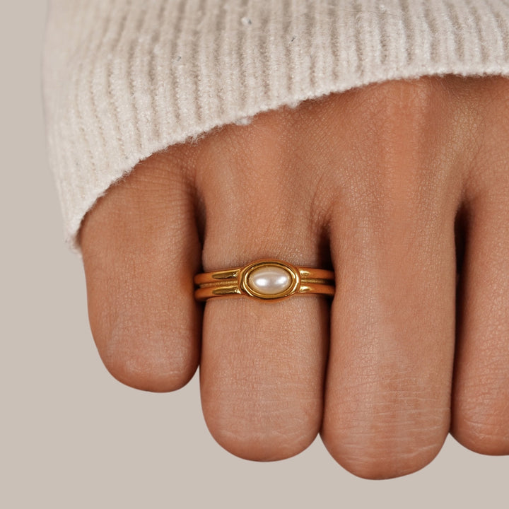 Chunky Parels 18K Gouden Ring