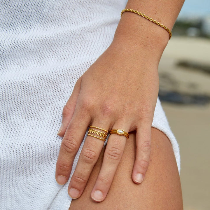 Chunky Parels 18K Gouden Ring