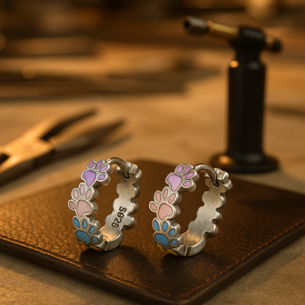 Kleurvolle Poot Hoops Sterling Zilver