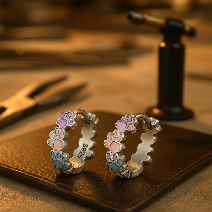 Kleurvolle Poot Hoops Sterling Zilver