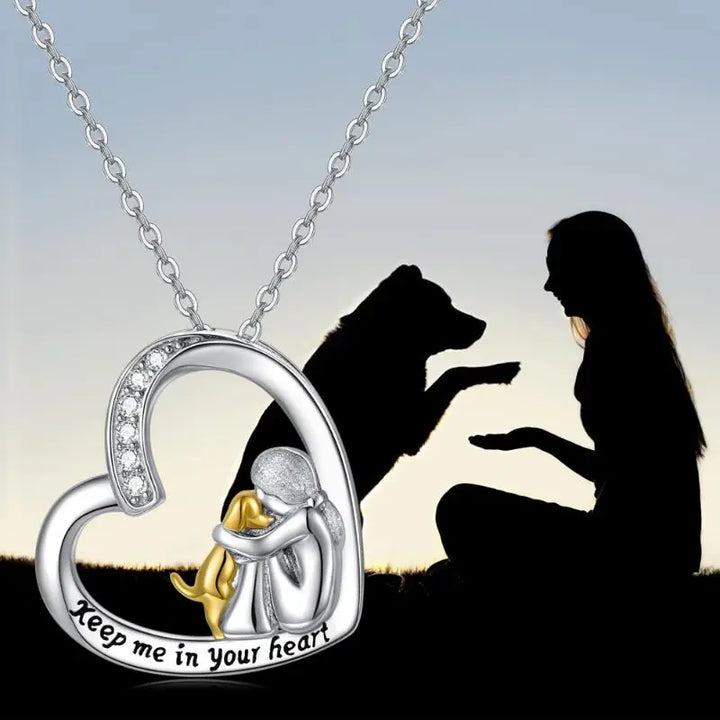 925 Sterling Zilveren Ketting – Hart & Hond Ontwerp met Zirkonia