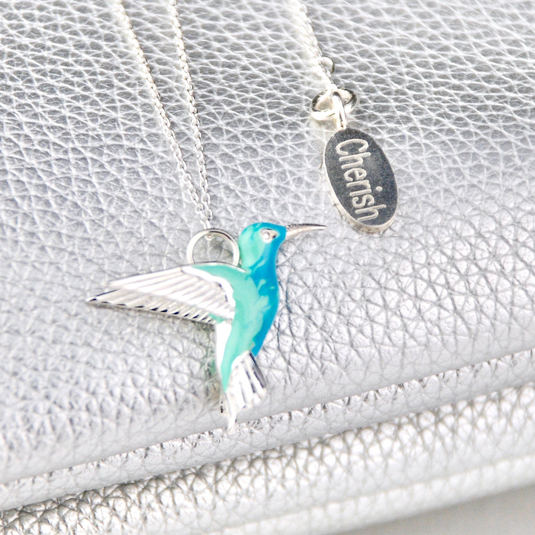 Sterling Zilveren Emaille Kolibrie Ketting
