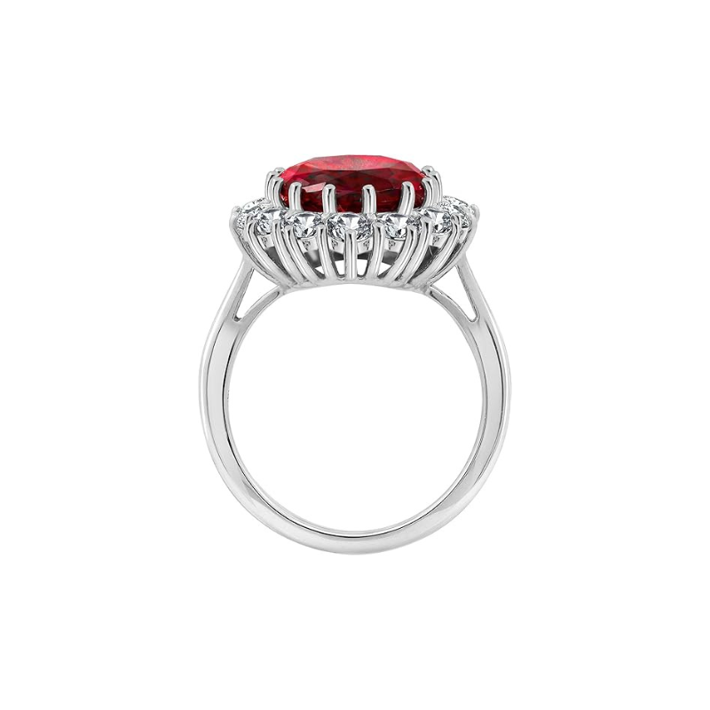 Elegante ring van wit goud met robijnaccent