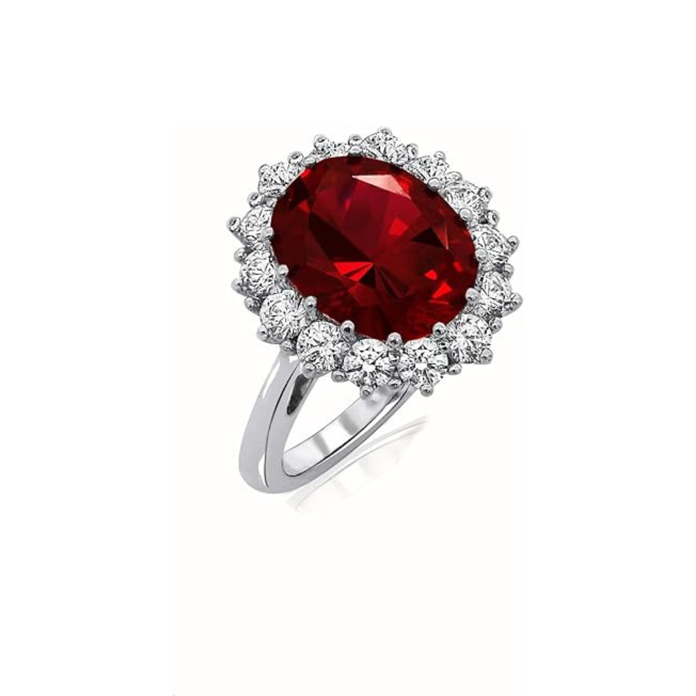 Elegante ring van wit goud met robijnaccent