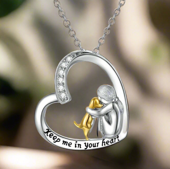 925 Sterling Zilveren Ketting – Hart & Hond Ontwerp met Zirkonia