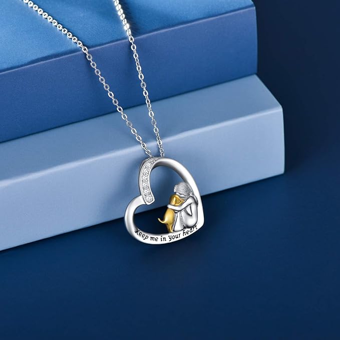 925 Sterling Zilveren Ketting – Hart & Hond Ontwerp met Zirkonia