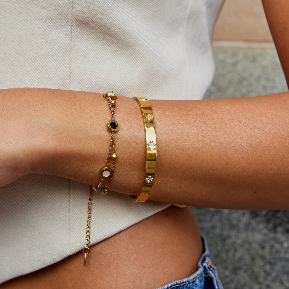 Gouden Klavertje Bangle
