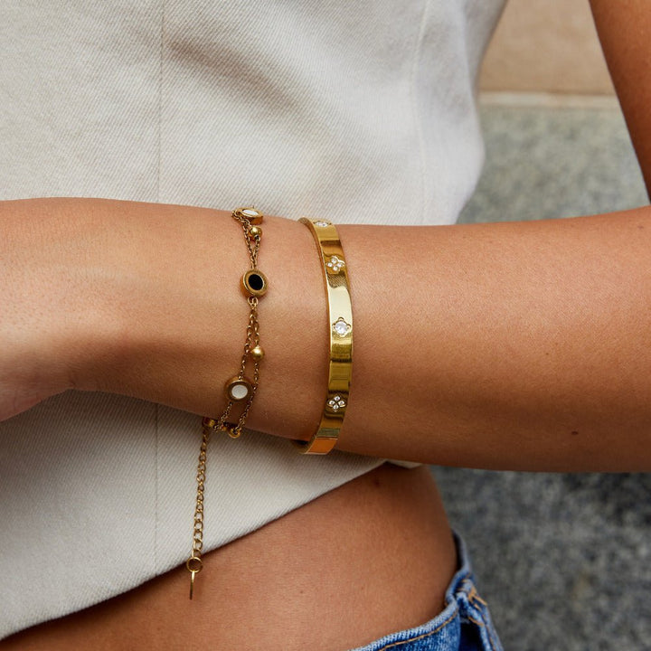 Gouden Klavertje Bangle