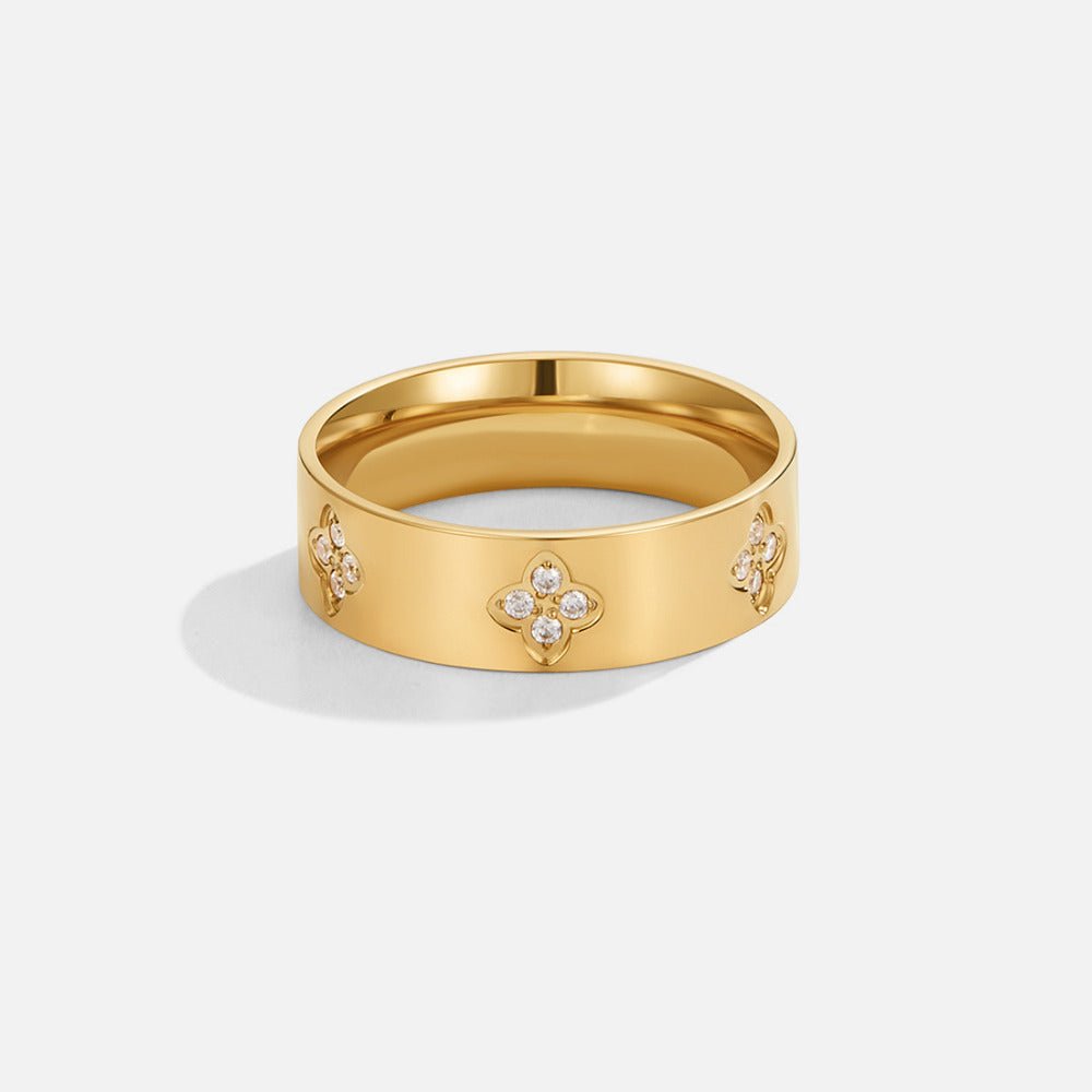 Gouden Kristallen Klaverring