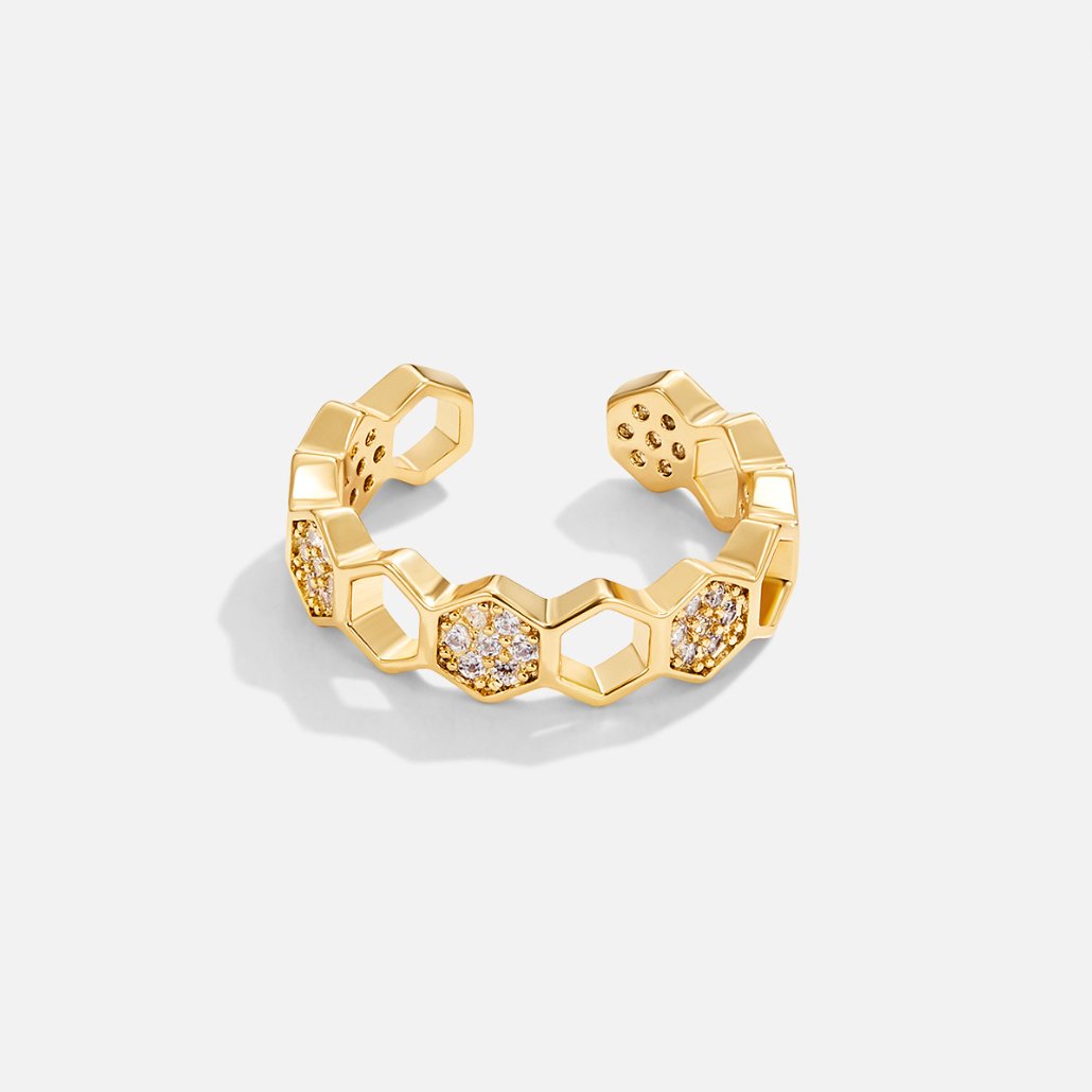 Elegante gouden ring met sprankelende zirkonia