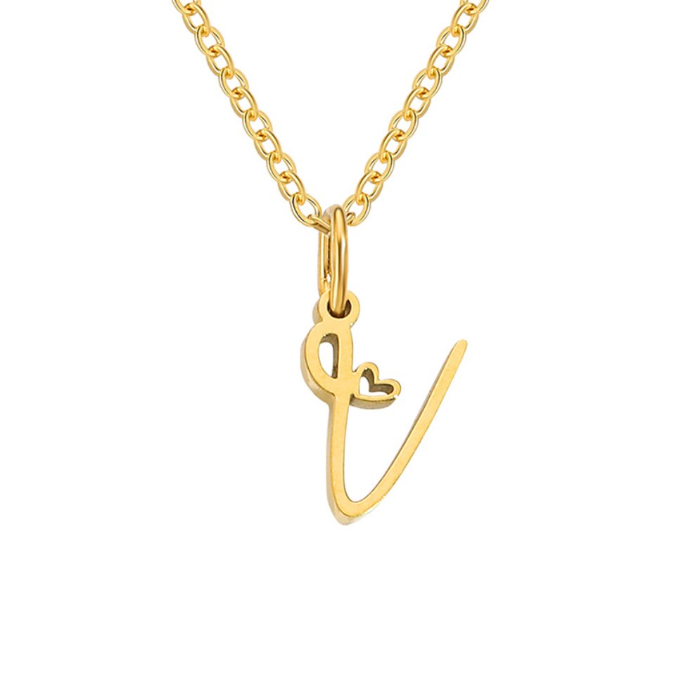 Gouden Letter Hart Ketting.