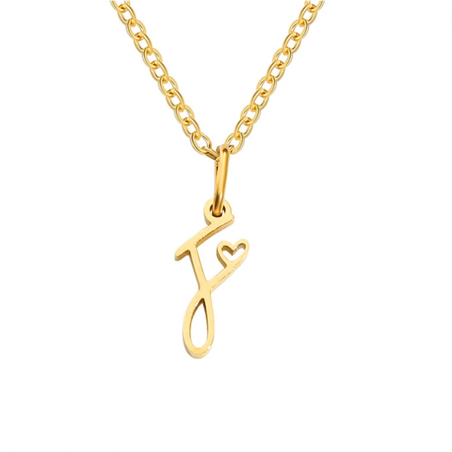 Gouden Letter Hart Ketting.