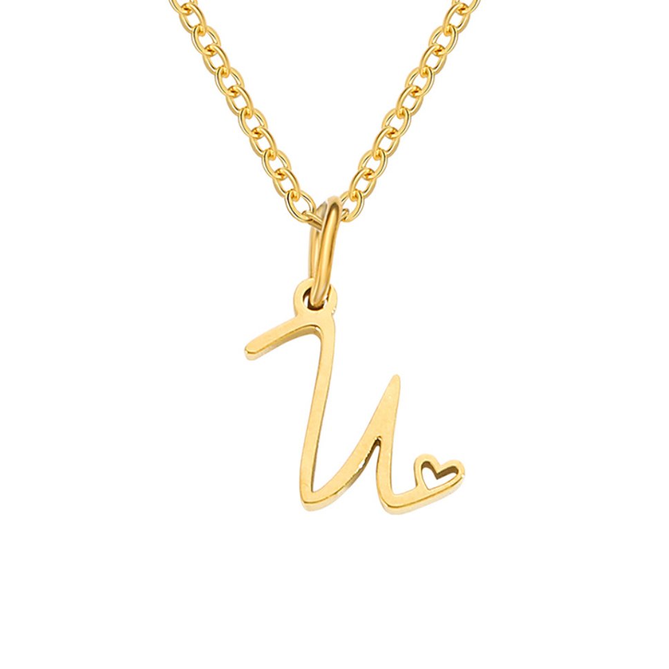 Gouden Letter Hart Ketting.