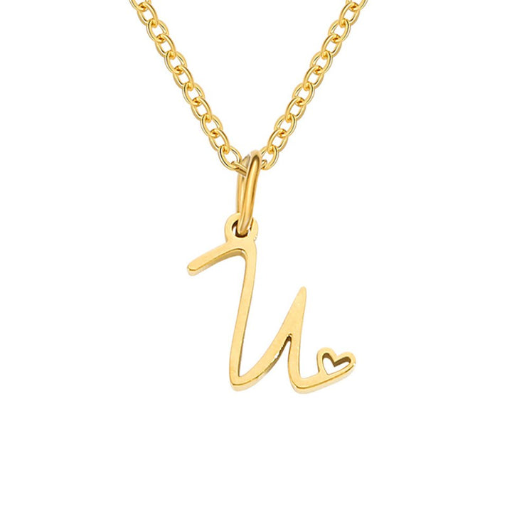 Gouden Letter Hart Ketting.