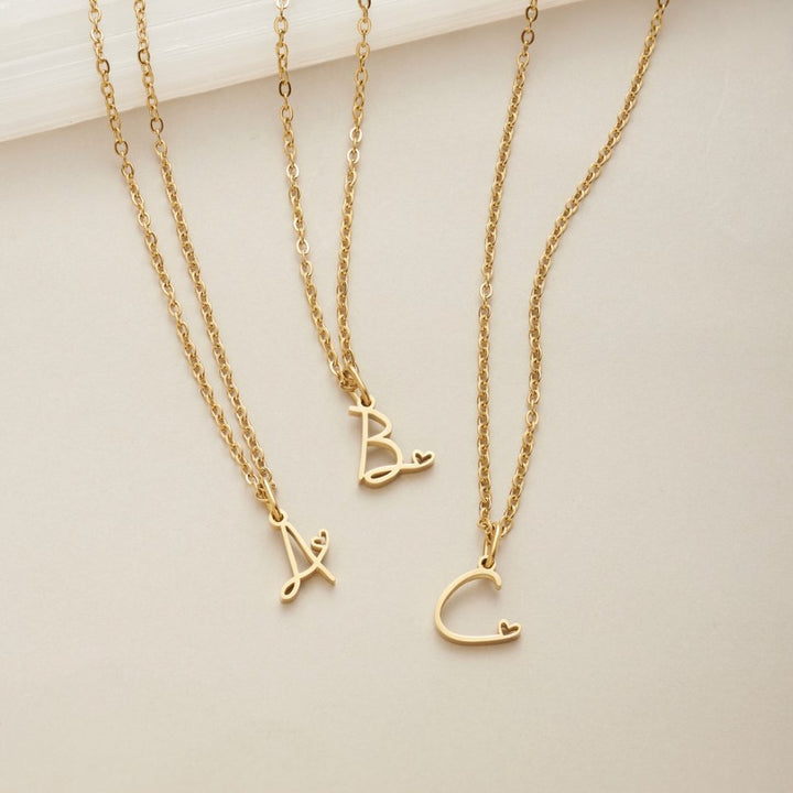 Gouden Letter Hart Ketting.