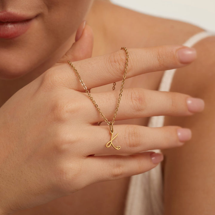 Gouden Letter Hart Ketting.