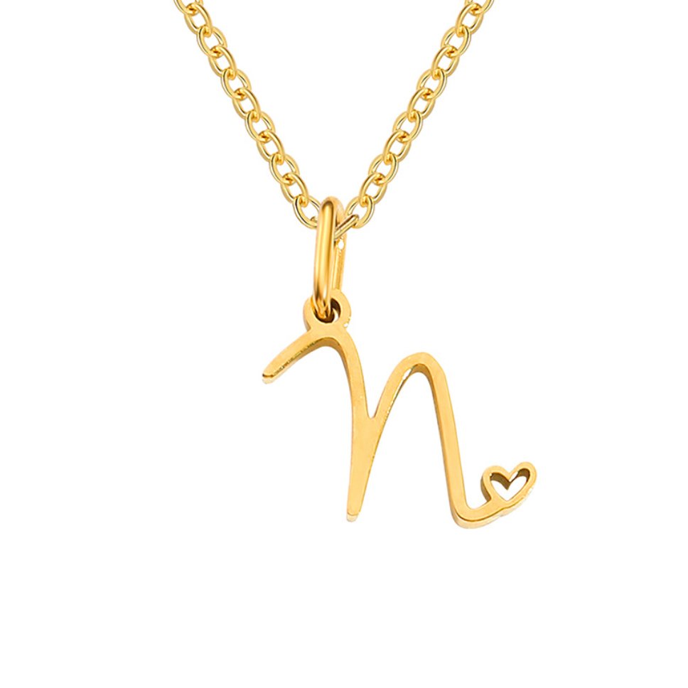 Gouden Letter Hart Ketting.