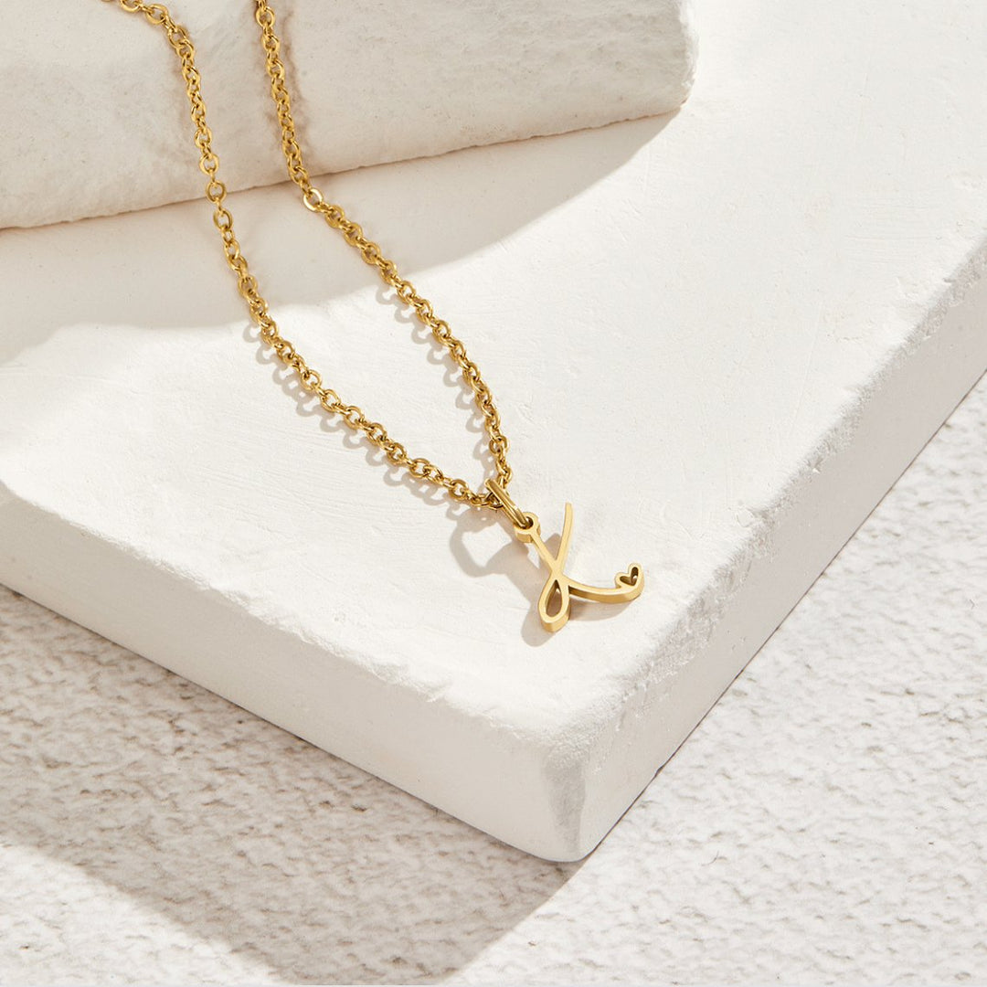 Gouden Letter Hart Ketting.