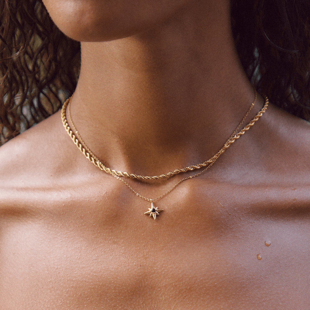 Gids Ster Smaragd Kristallen Ketting