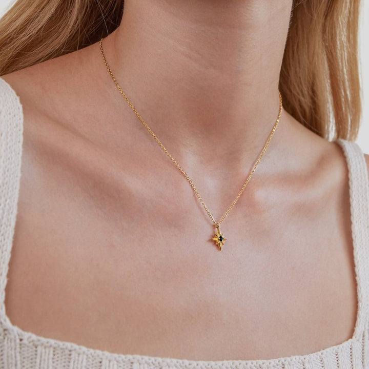 Gids Ster Smaragd Kristallen Ketting