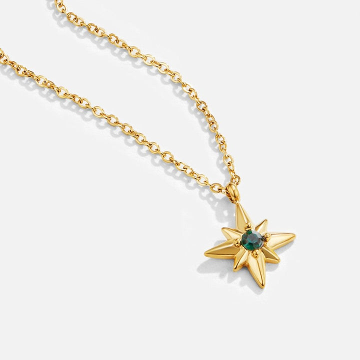 Gids Ster Smaragd Kristallen Ketting