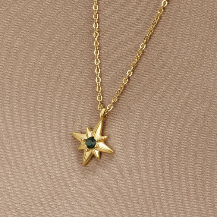 Gids Ster Smaragd Kristallen Ketting
