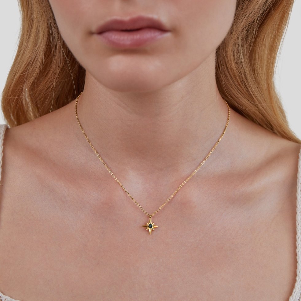 Gids Ster Smaragd Kristallen Ketting