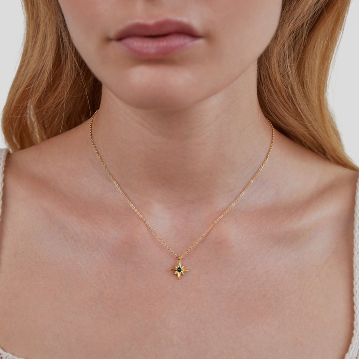 Gids Ster Smaragd Kristallen Ketting