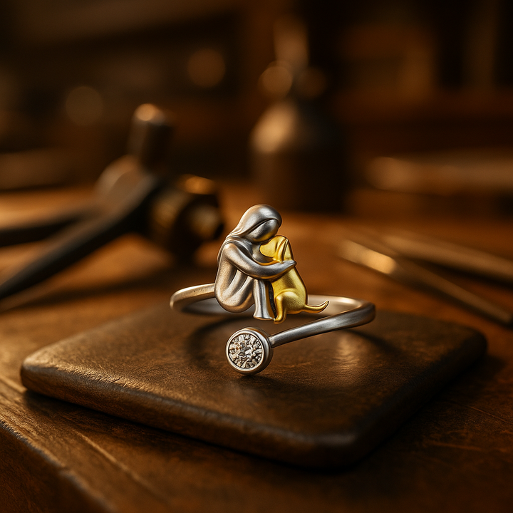 925 Sterling Zilveren Hondenring met Zirkonia – Verstelbaar & Handgemaakt