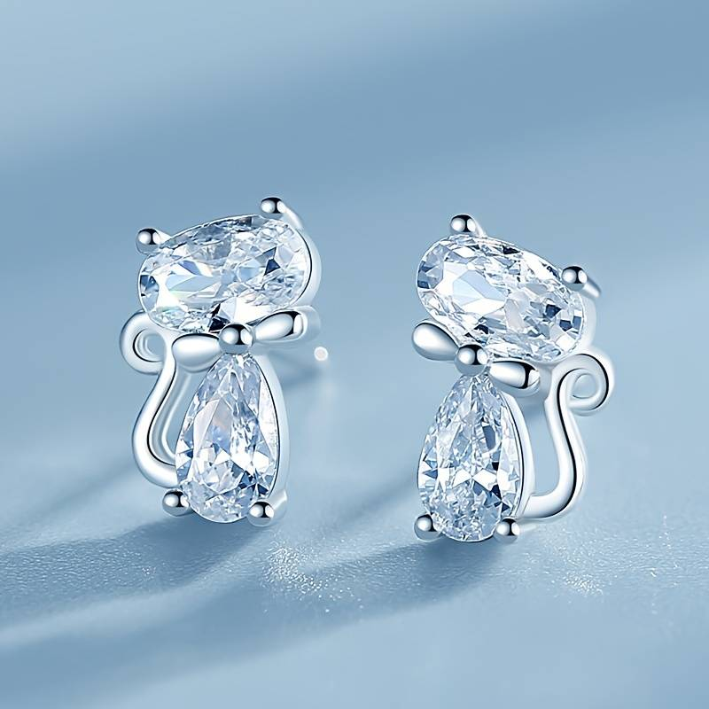 Vintage Zirconia Kat Oorbellen