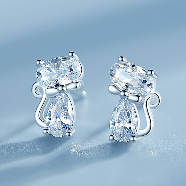Vintage Zirconia Kat Oorbellen