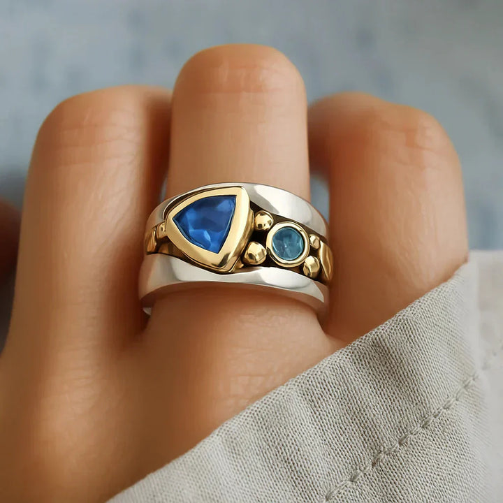 Vintage blauwe zirkonia boho-ring