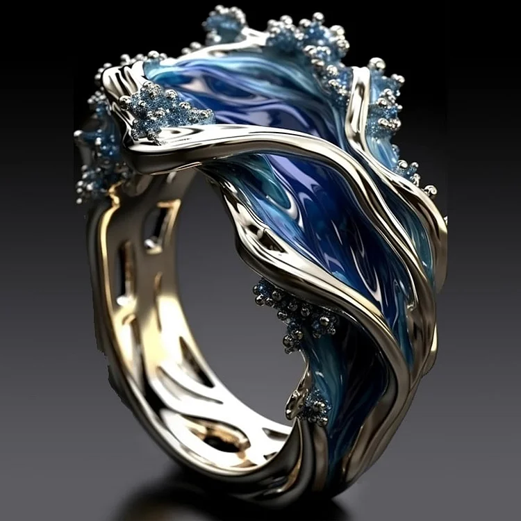 Elegante gouden ring met golvende vormen