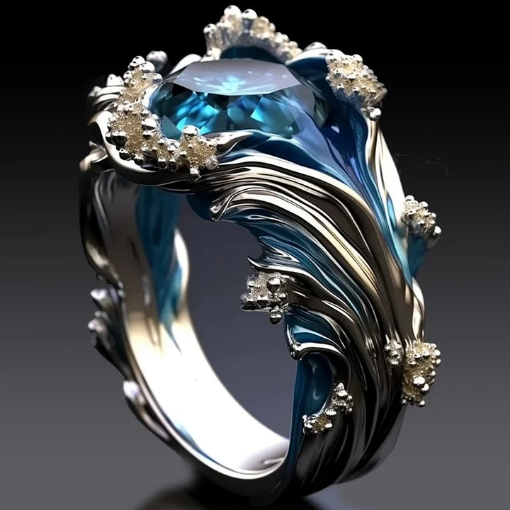Verfijnde zirkonia ring met golvende vormen