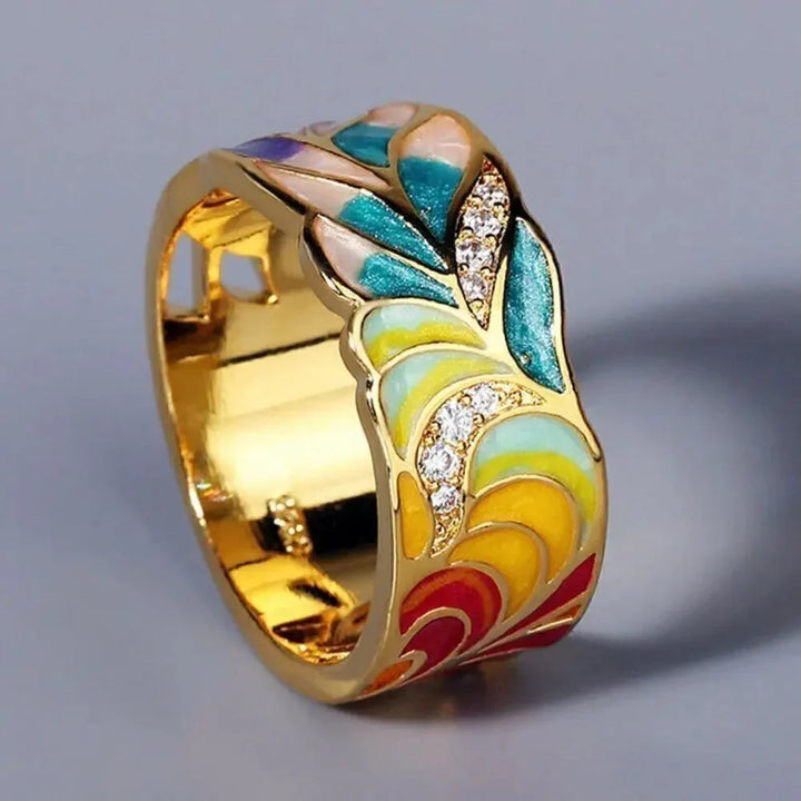 Elegante bloemenring in vintage goud