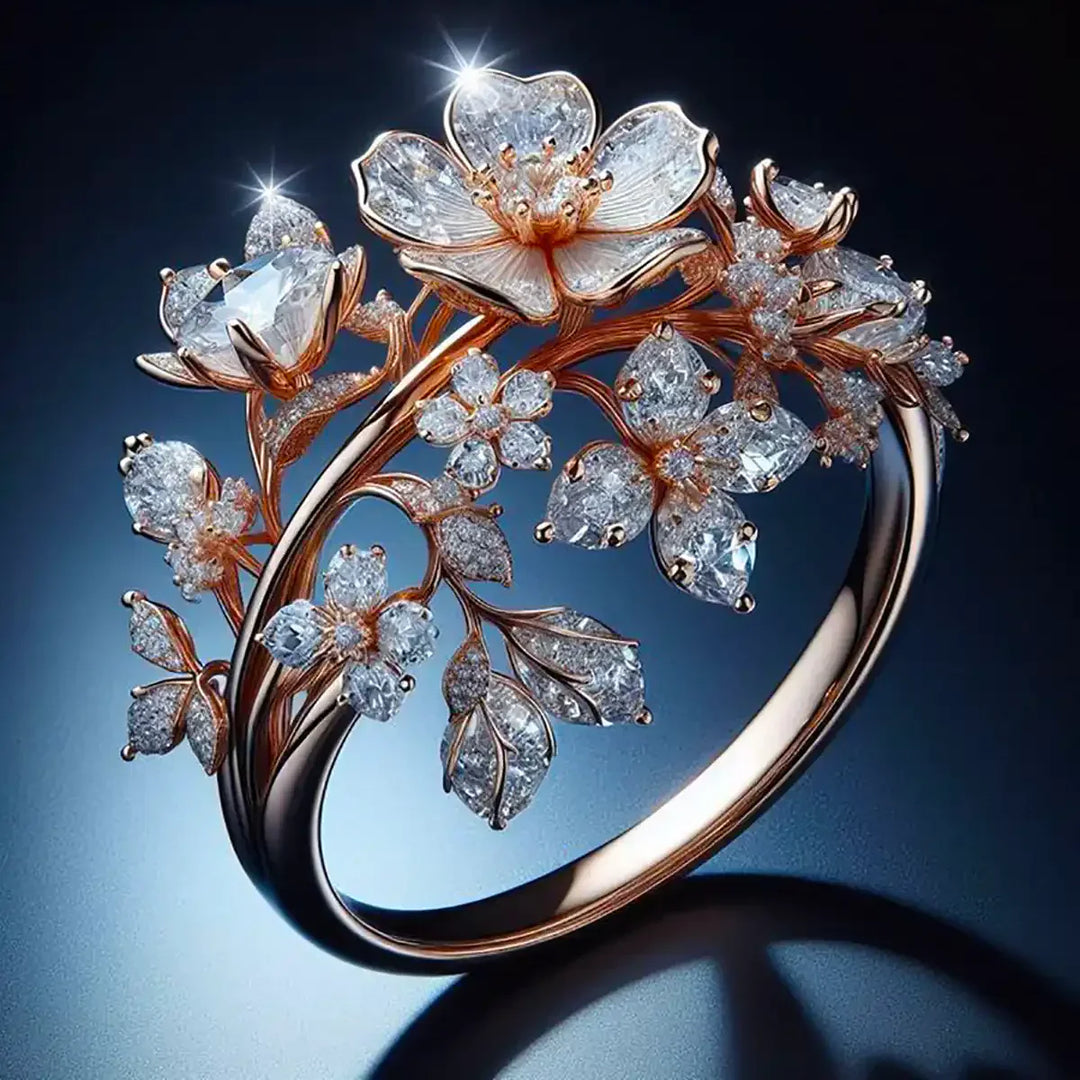 Zachte Roze Gouden Bloem Ring