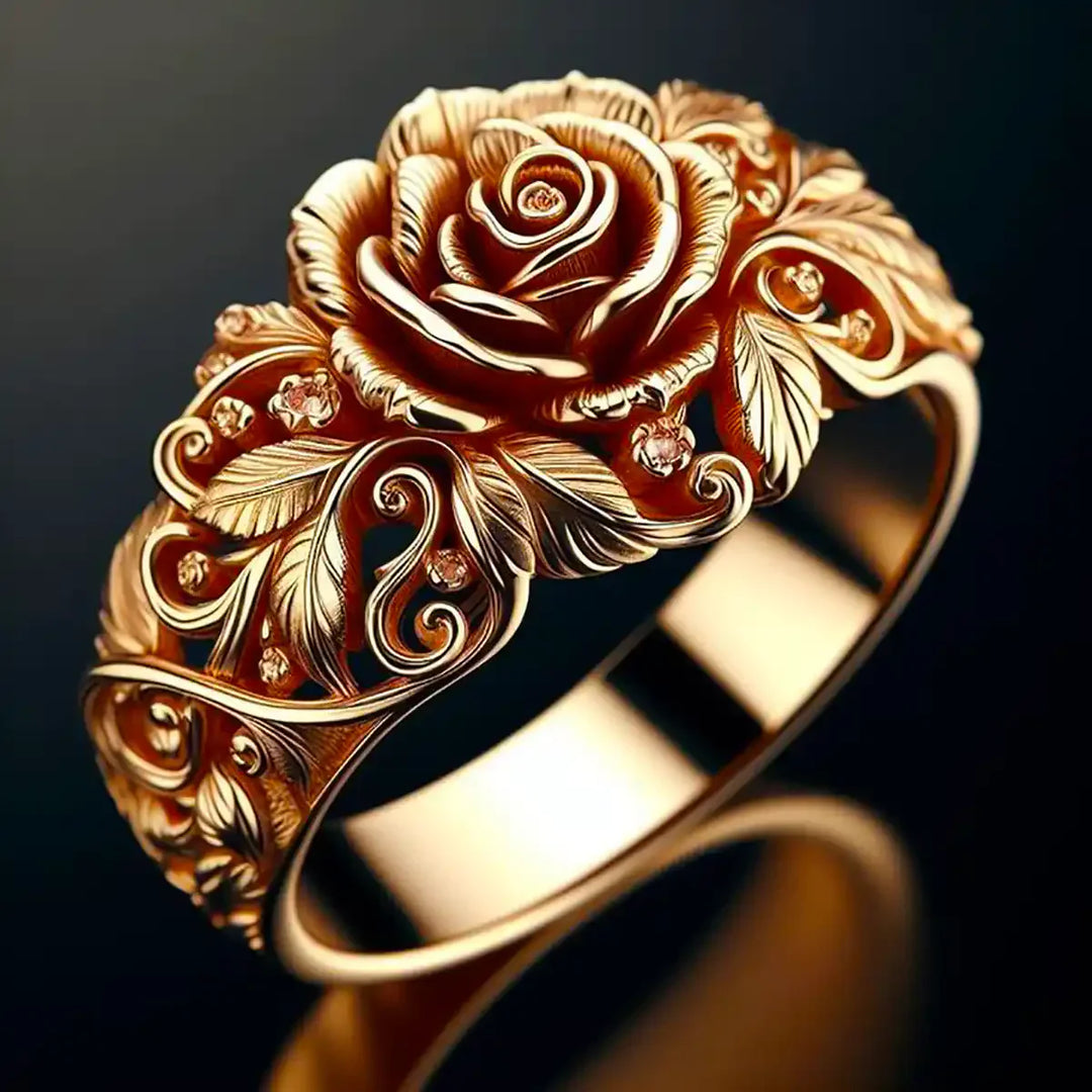Elegante gouden ring met bloemdesign
