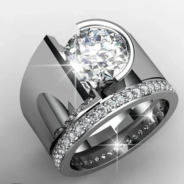 Stralende zilveren ring met zirkonia