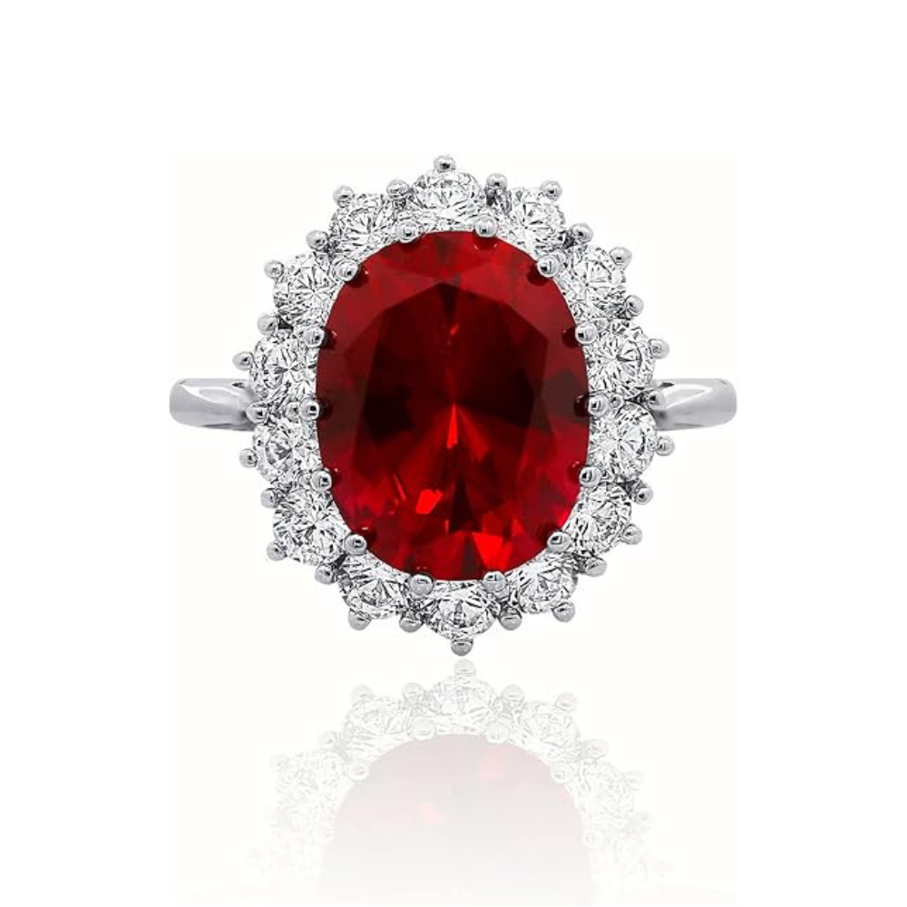 Elegante ring van wit goud met robijnaccent