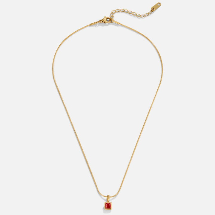 Vierkante Hanger Geboortesteen Ketting