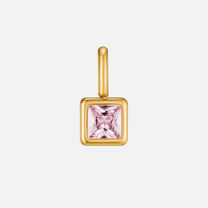 Vierkante Hanger Geboortesteen Ketting