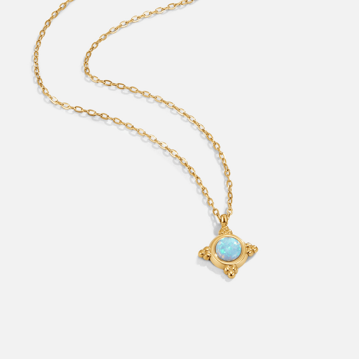 Vintage Blauwe Opal Hanger Ketting